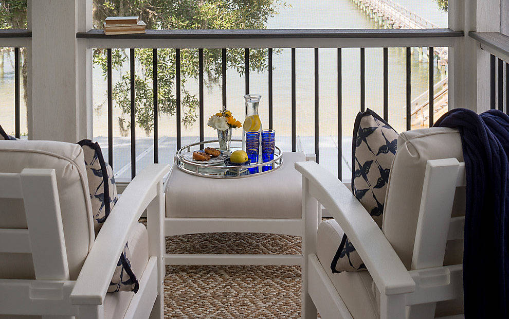 Enjoy the view from your porch with clean lines from the Trex's Transcend deck railing line.