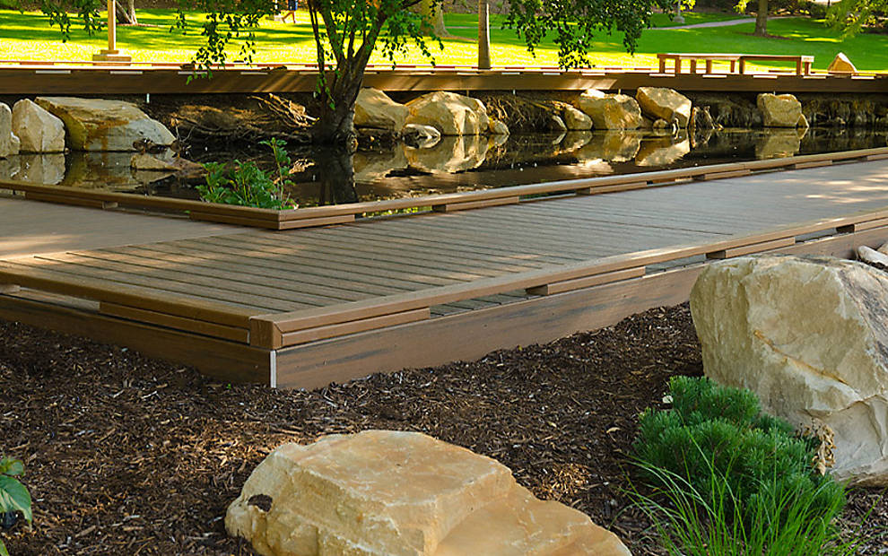 Photo gallery featuring commercial installations of Trex decking