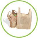 Image of brown plastic grocery bags full of food