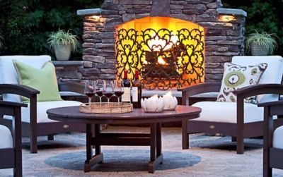 Deck Furniture Images Ideas Trex   Trex Outdoor Furniture Deep Seating Vintage Lantern Lit Fireplace 1