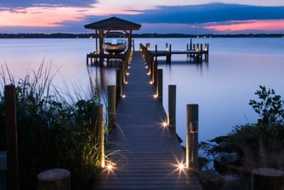 transcend trex decking rum spiced dock recessed evening lights deck
