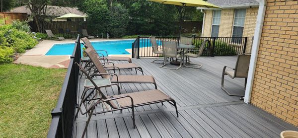 Island Mist decking with signature posts and railing