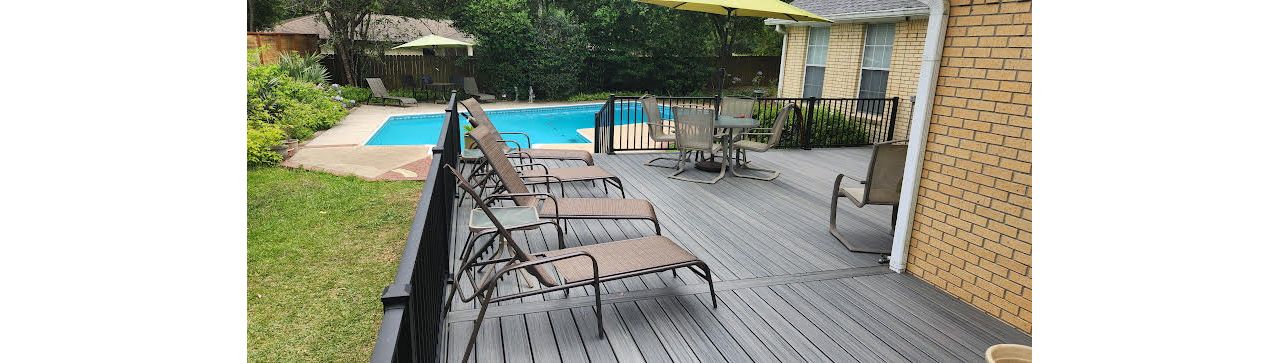 Island Mist decking with signature posts and railing