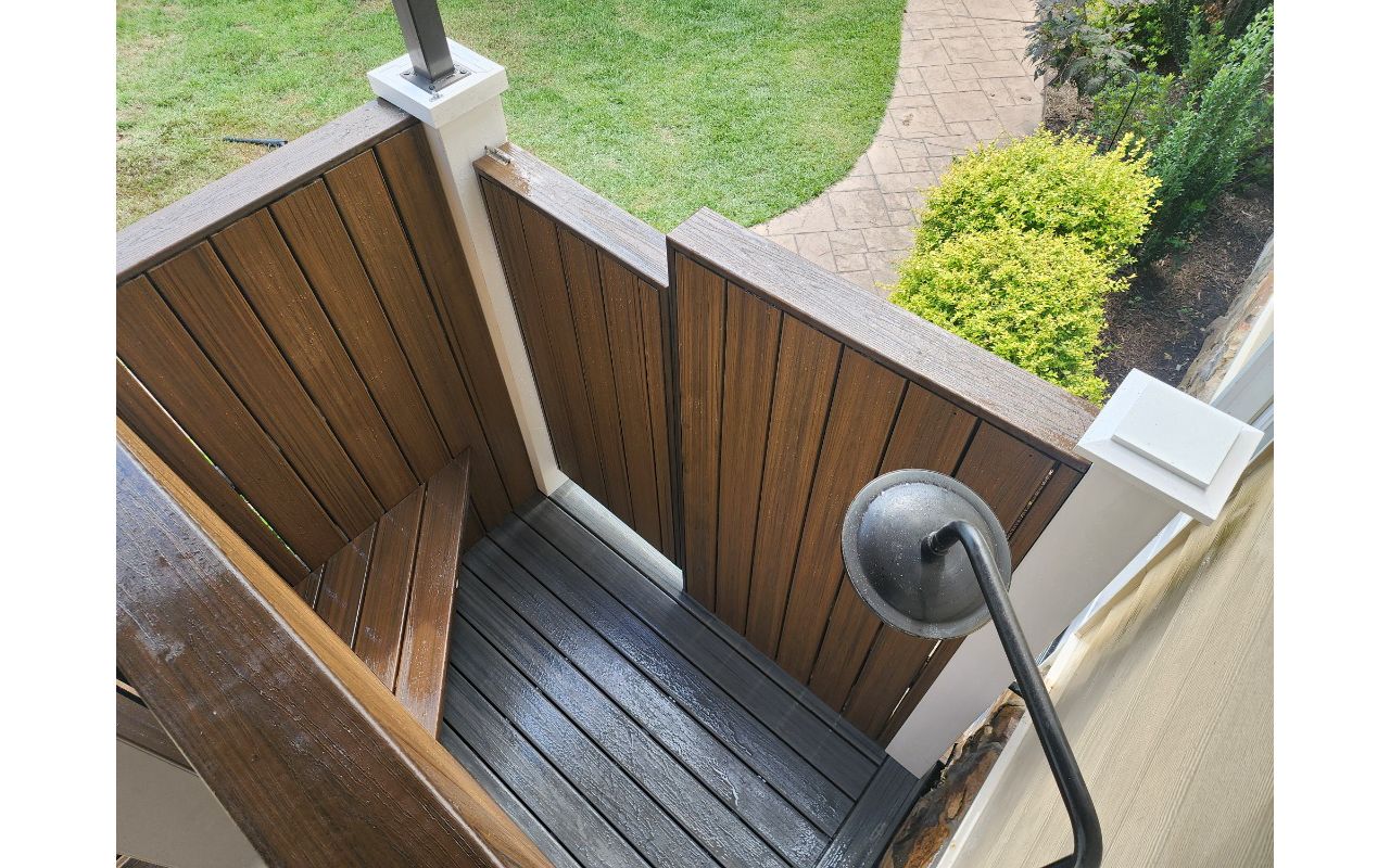 Pool House Shower Built With Trex Transcend Boards, Raleigh