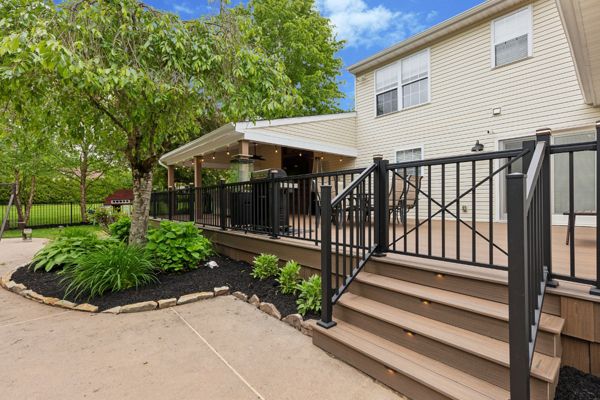 Deck with roof overhang