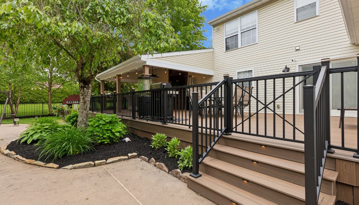 Deck with roof overhang