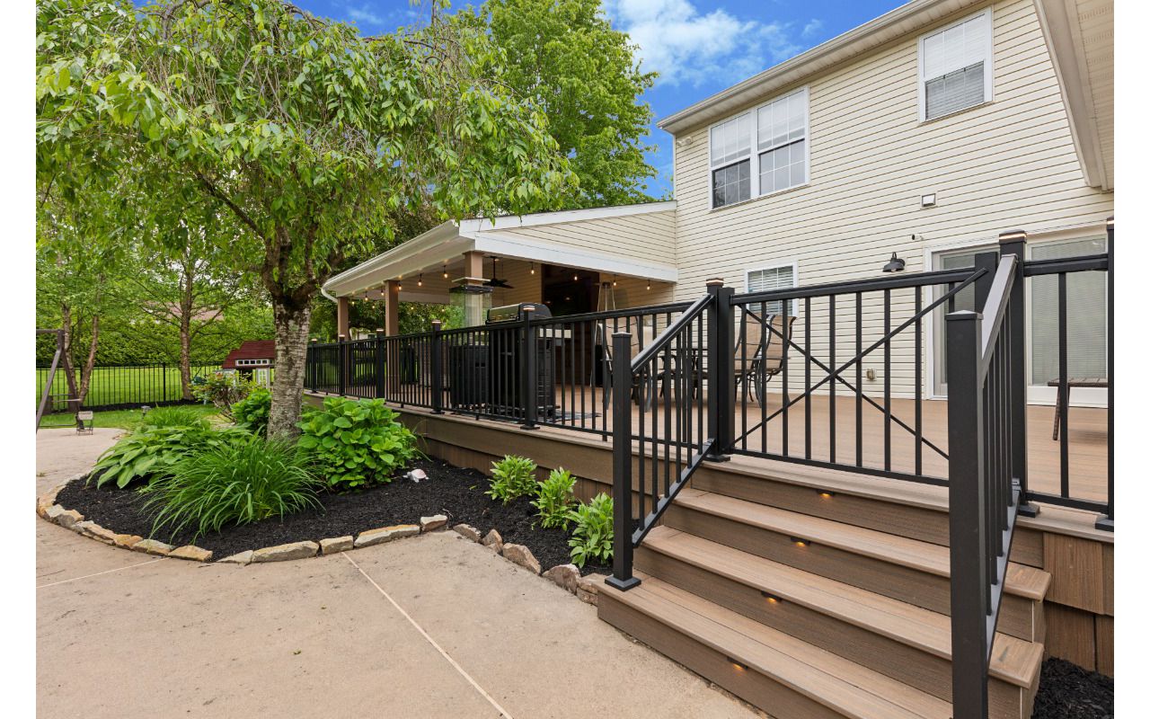 Deck with roof overhang