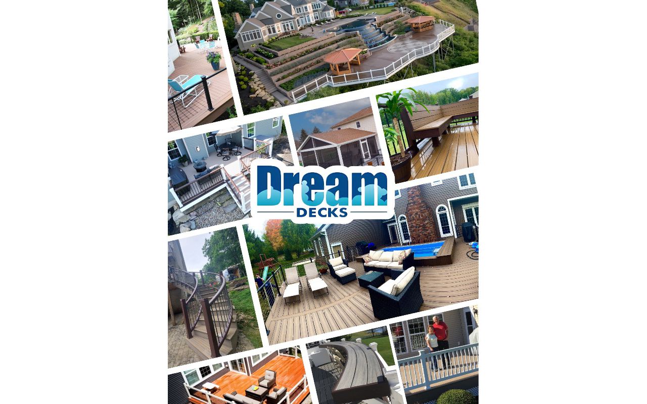 Dream Decks portfolio showcasing various custom-built outdoor spaces.