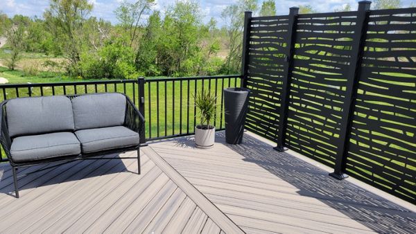 Trex Rocky Harbor decking with black Trex Signature railing