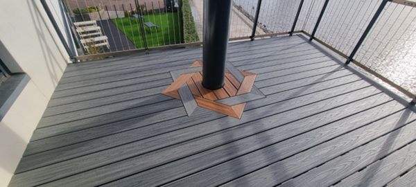 Star Inlay to make a feature out of the pole on this high rise balcony
