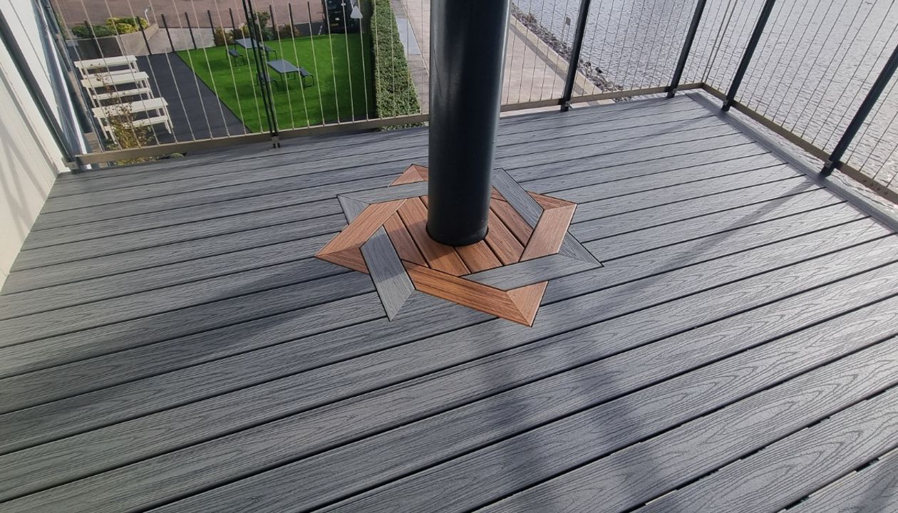 Star Inlay to make a feature out of the pole on this high rise balcony