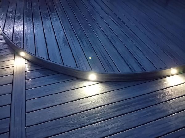 Daylight White spot lights add an extra glow to a deck