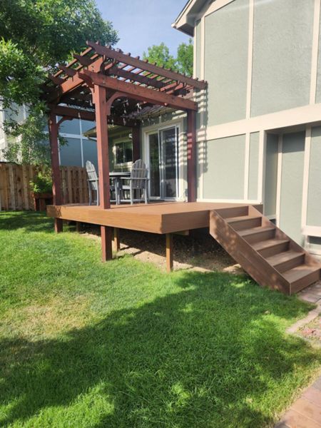 Deck with a pergola for sunny day enjoyment