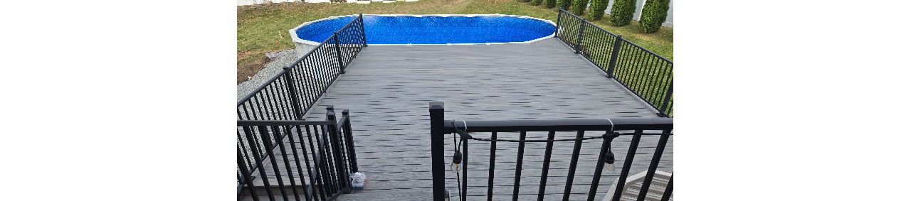 Trex Transcend; Island Mist pool deck  15' out x 21' wide addition to existing deck.