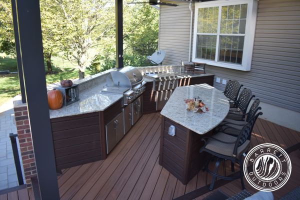 Tiki Torch & Lava Rock Curved Island