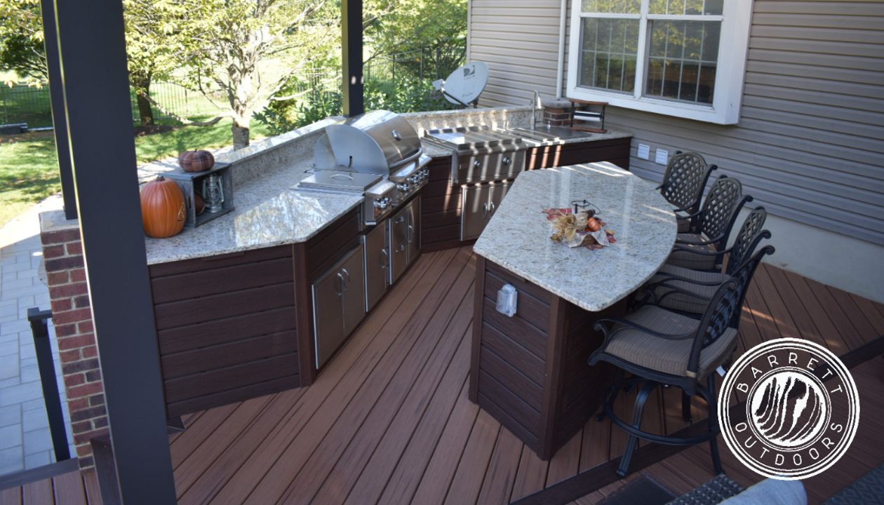 Tiki Torch & Lava Rock Curved Island