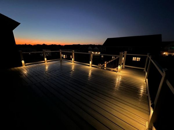 Trex Foggy Wharf Decking With Post Sleeve Lights