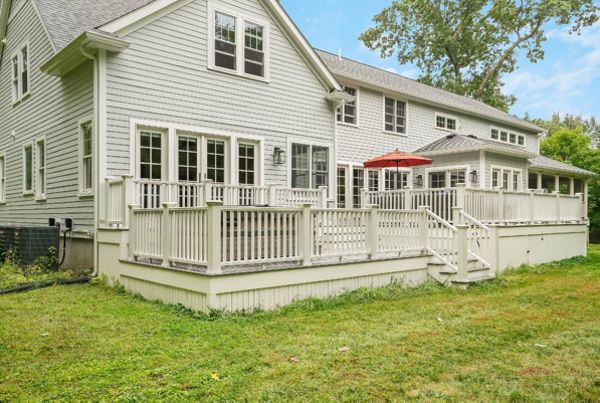 North Andover, MA Professional Building Services  Mega Multi-Level Back Deck with Jacuzzi Support in Transcend Island Mist