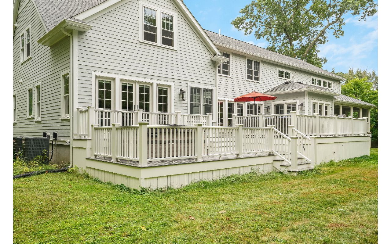 North Andover, MA Professional Building Services  Mega Multi-Level Back Deck with Jacuzzi Support in Transcend Island Mist