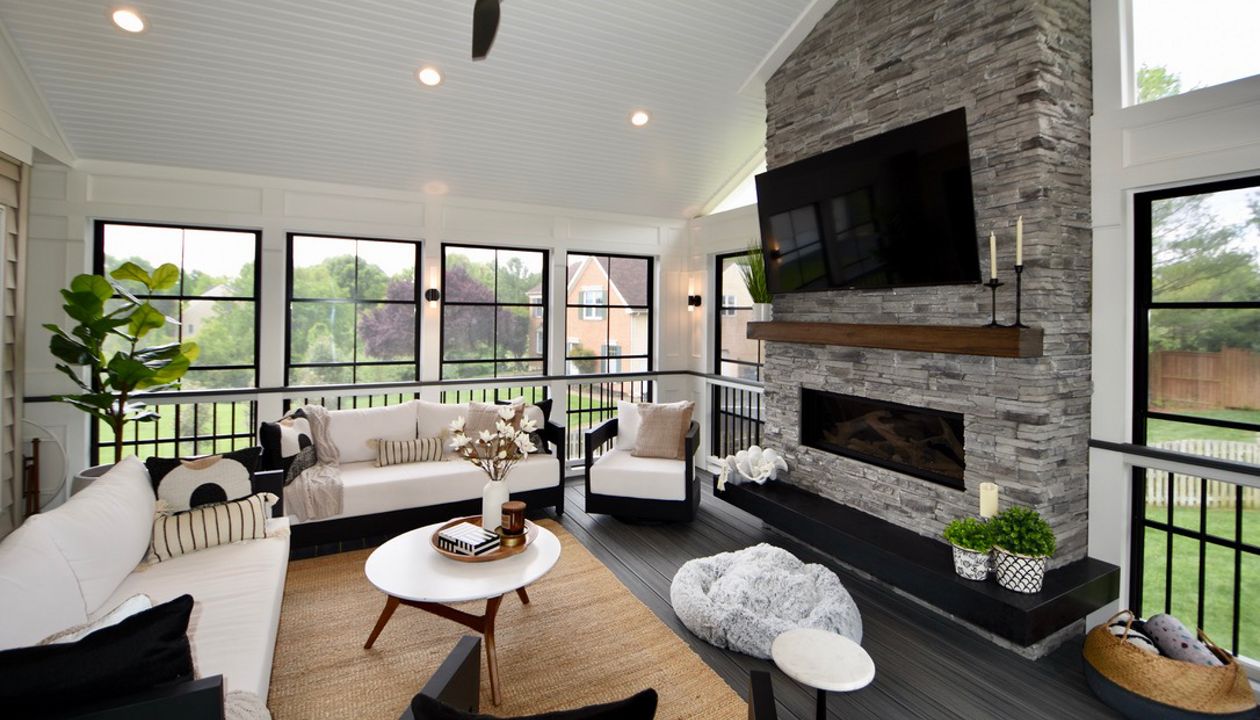 Trex Transcend Three Season Room w/ Fireplace