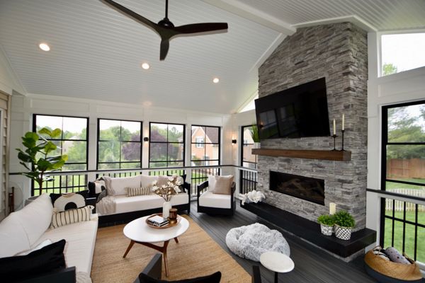 Trex Three Season Room w/ Fireplace - Floating Hearth