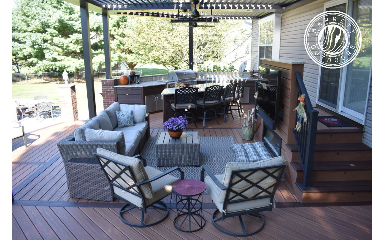 Tiki Torch Feature Wall & Lava Rock. Curved Stairs.