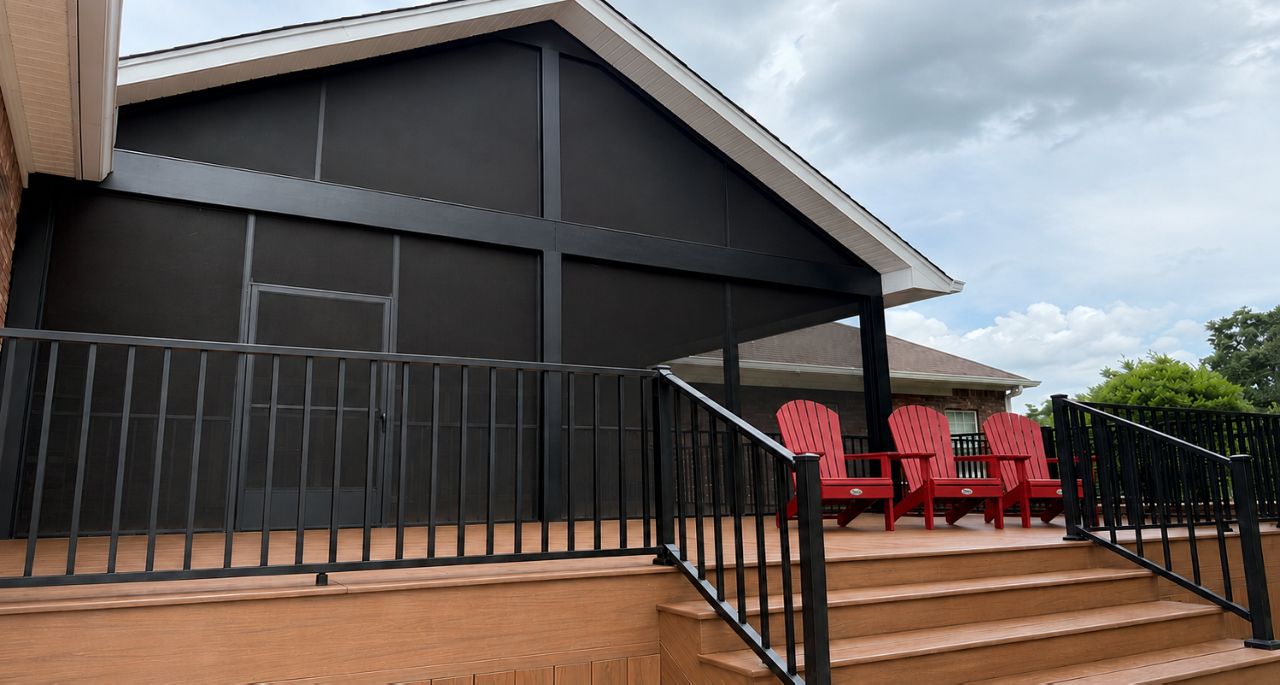 Hatteras covered deck with lap pool