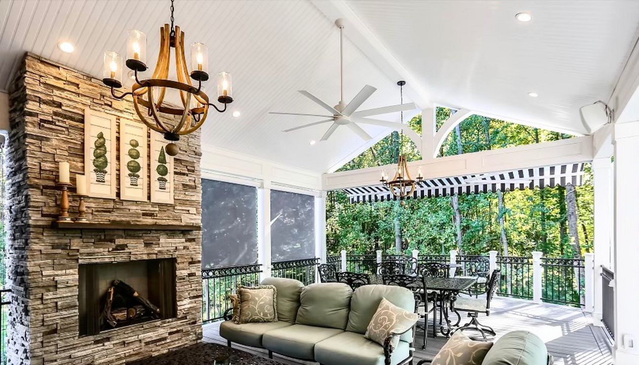 Trex open air porch w/ fireplace