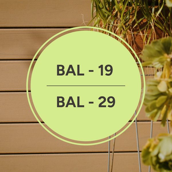 A graphic showing that Trex decking is BAL certified.