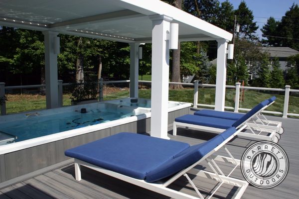 Island Mist Tropical. Swim Spa and Louvered Roof.