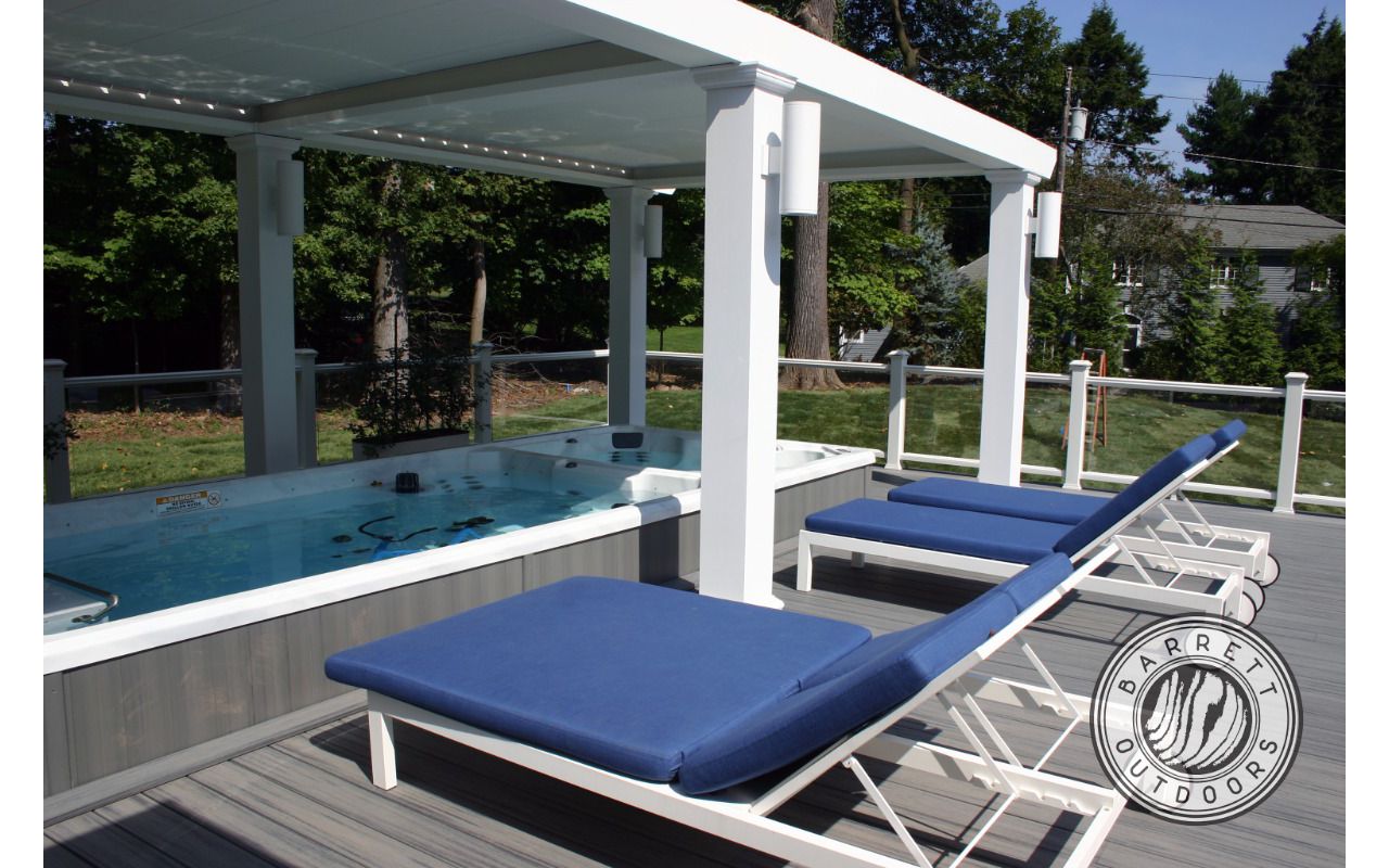 Island Mist Tropical. Swim Spa and Louvered Roof.