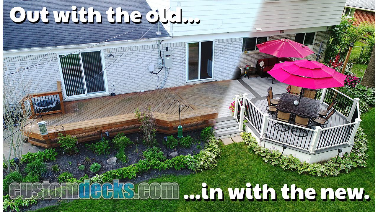 Old cedar re-deck with Enhance Foggy Wharf and Clamshell double border