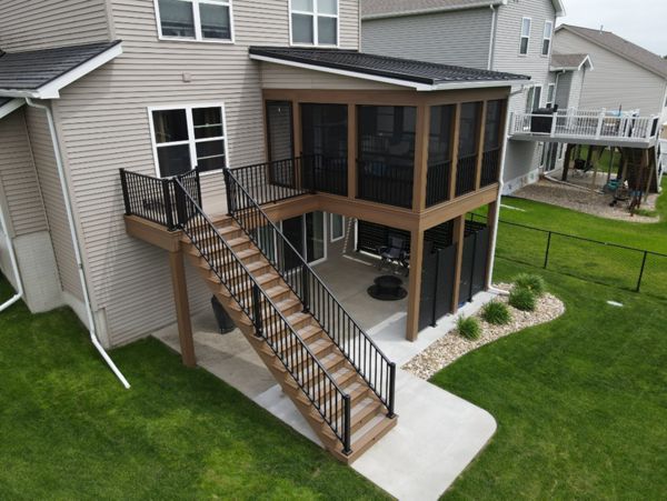 Trex Transcend Lineage decking with Jasper border and fascia.  Custom covered deck