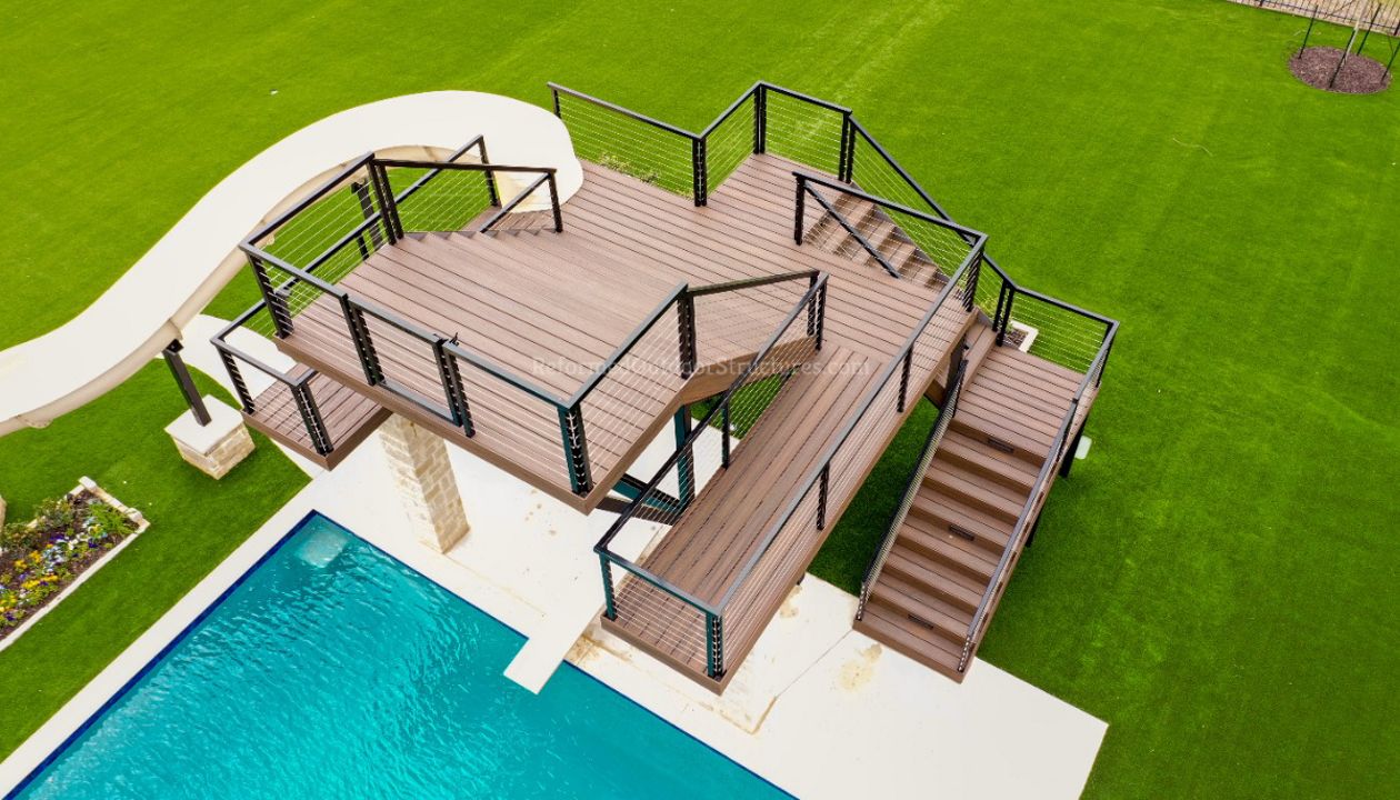 Trex Dive Platform with Steel Framing & Cable Railing