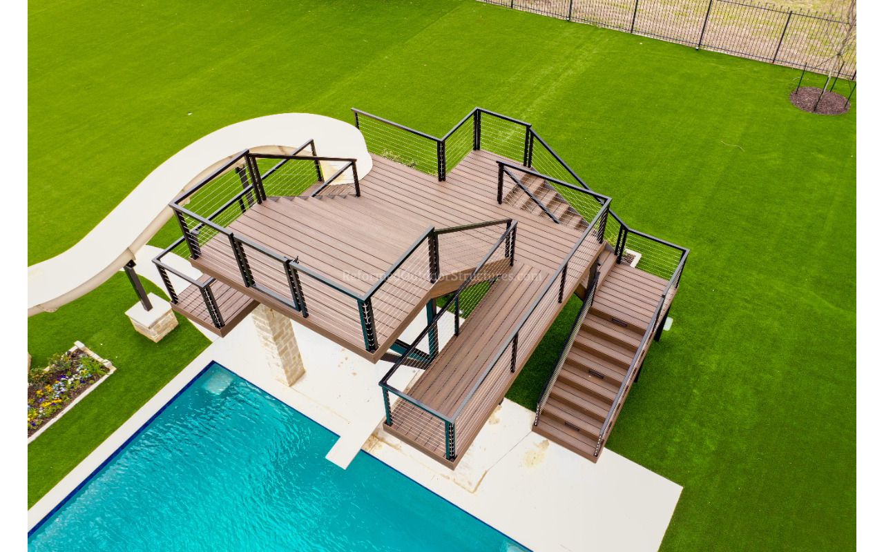 Trex Dive Platform with Steel Framing & Cable Railing
