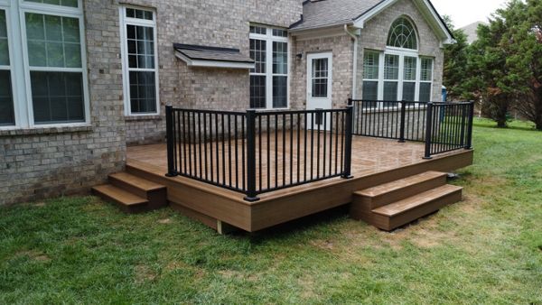 Transcend Decking in Jasper and Signature Railing in Black