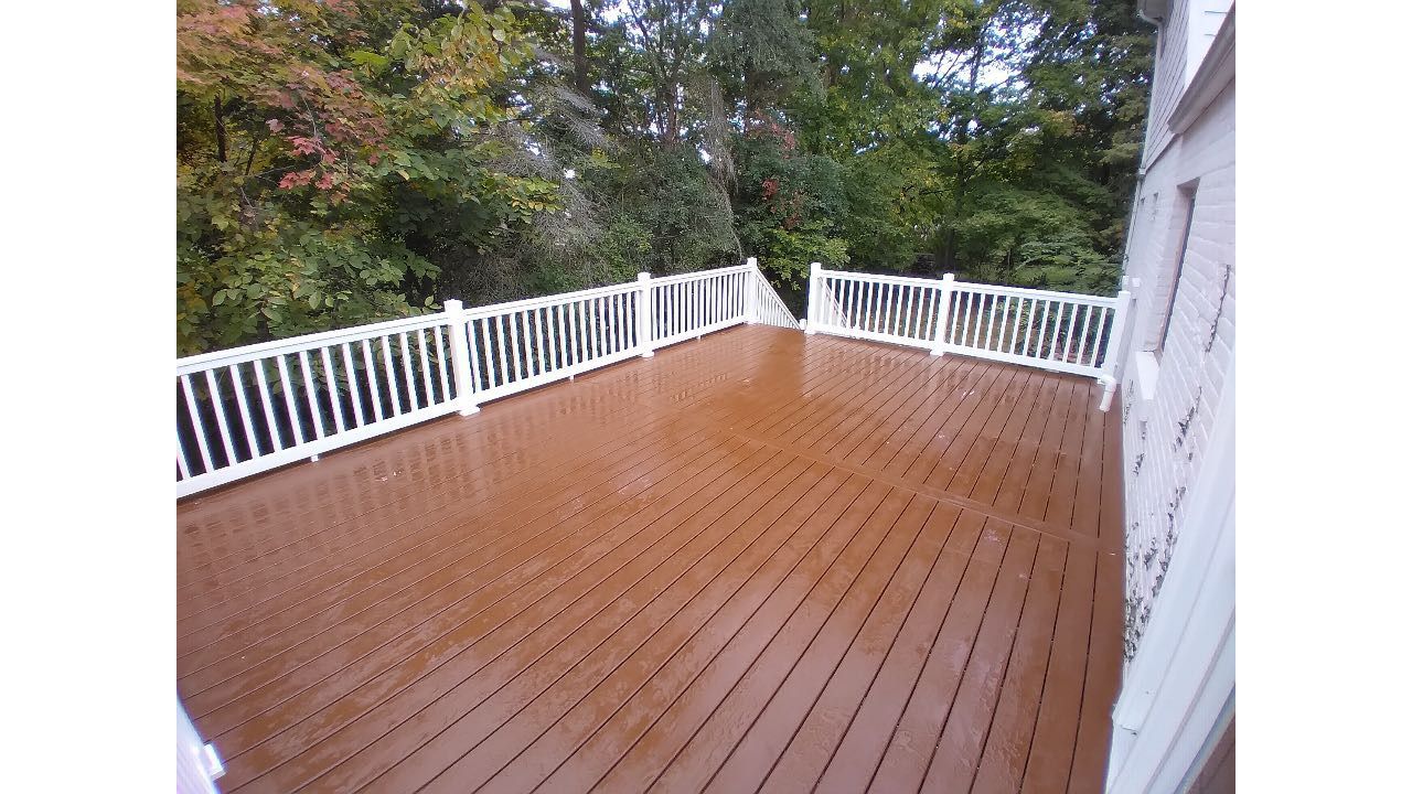 Saddle Decking with white railing.