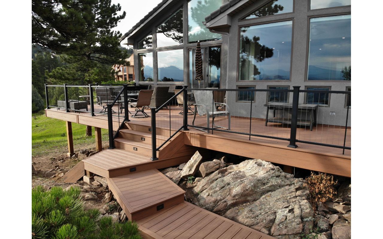Golden, CO Trex Transcend deck in Tiki Torch with steel railing