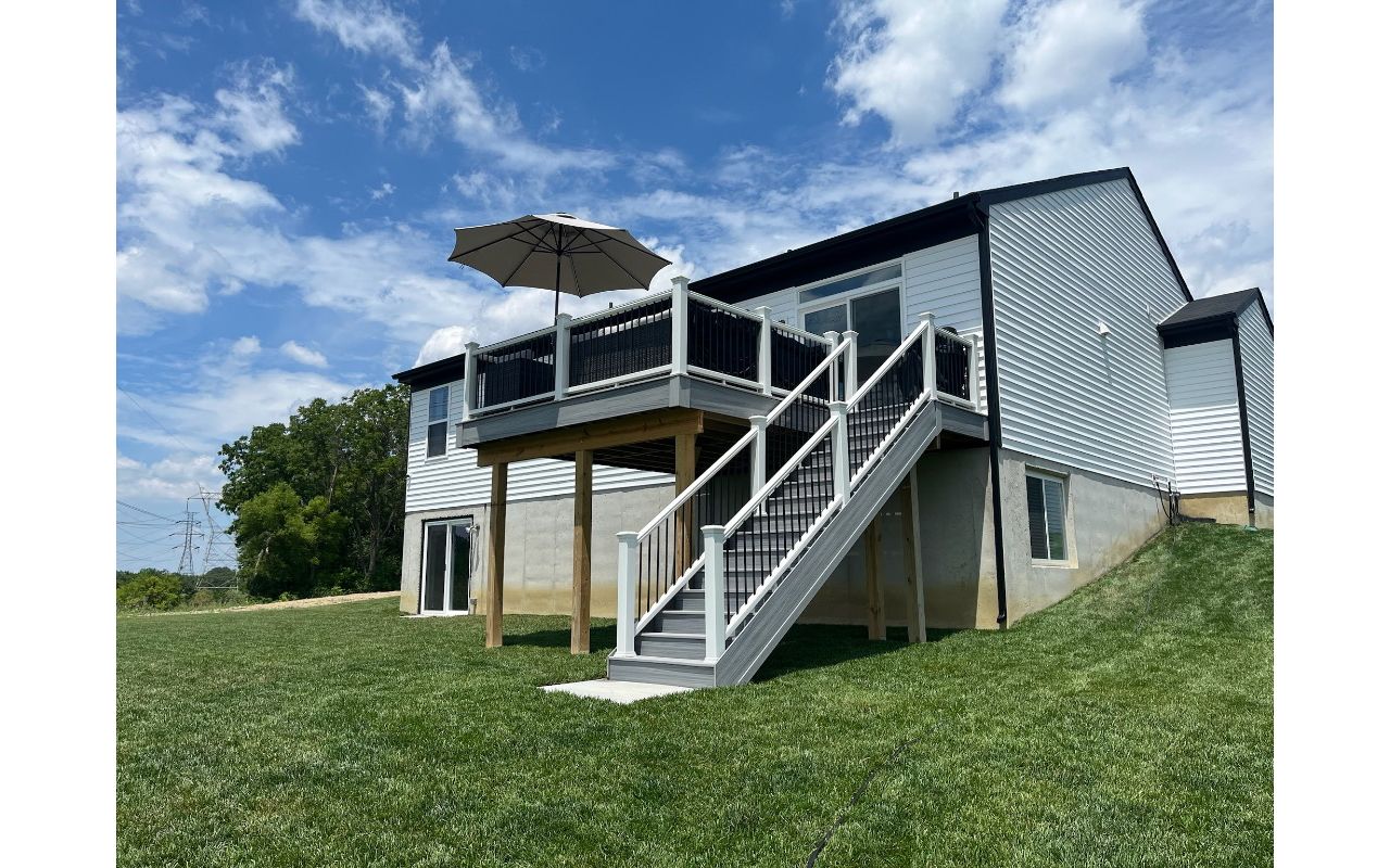 March 2024 Trex deck project in Lebanon Ohio.  The deck is the Lineage series in color Rainier.