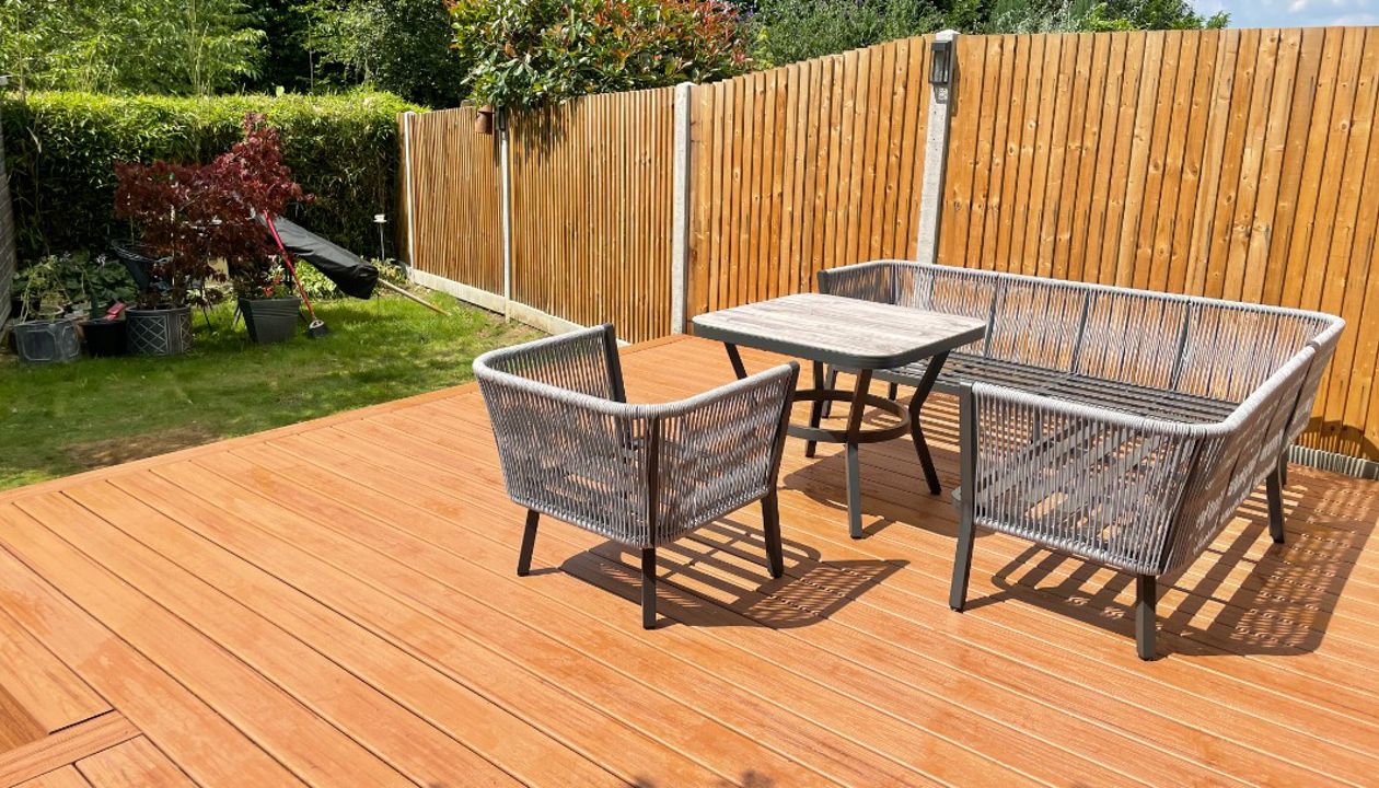 Not all deck are big! This Trex Transcend Tropicals Tiki Torch deck in West Wickham Kent later had a pathway added