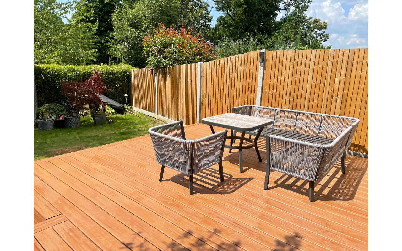 Not all deck are big! This Trex Transcend Tropicals Tiki Torch deck in West Wickham Kent later had a pathway added