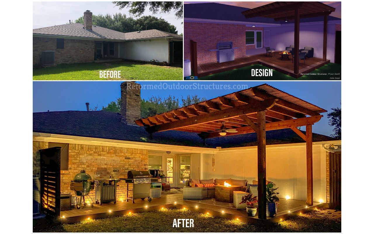 Trex Deck & Pergola (Before, Design, & After)
