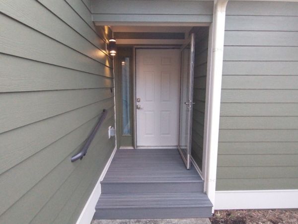 Front Entrance also with stylish Island Mist decking.