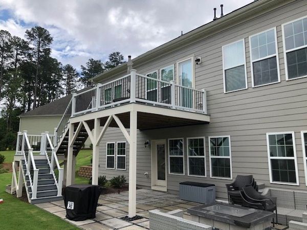 Beautiful new Trex Enhance Foggy Wharf deck & Select railing in Cary, NC