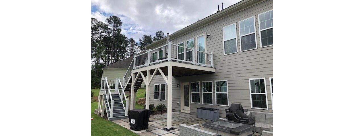 Beautiful new Trex Enhance Foggy Wharf deck & Select railing in Cary, NC
