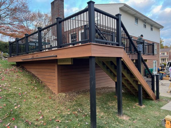 TIKI TORCH LARGE DECK 12" FASCIA ALL BLACK RAILING LIGHTING ADA HAND RAIL SIDE OF FASCIA BLACK