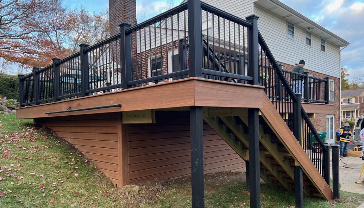 TIKI TORCH LARGE DECK 12" FASCIA ALL BLACK RAILING LIGHTING ADA HAND RAIL SIDE OF FASCIA BLACK