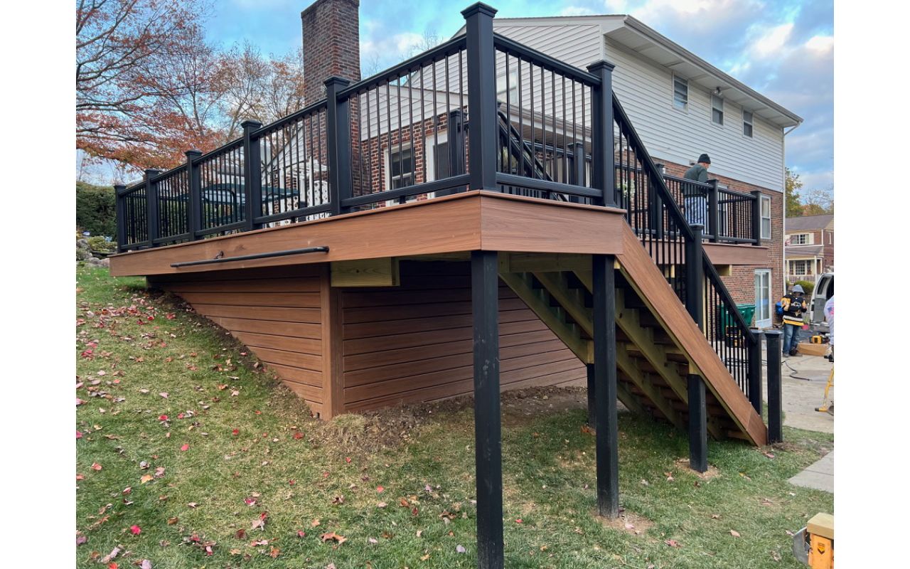 TIKI TORCH LARGE DECK 12" FASCIA ALL BLACK RAILING LIGHTING ADA HAND RAIL SIDE OF FASCIA BLACK