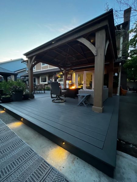 Clamshell field, bordering, fascia. Lighting package, and gazebo kit.