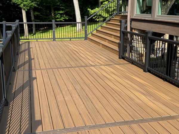 BLACK AND GOLD FOR PITTSBURGH-- HAVANA GOLD AND SPICED RUM ALL BLACK RAILING 20' STAIR CASE WITH RISER LIGHTS